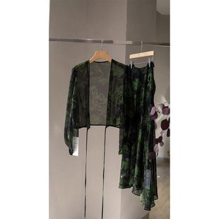 裙夏季 小众不撞款 套装 国风禅意绿色防晒开衫 高级感风情万种新中式