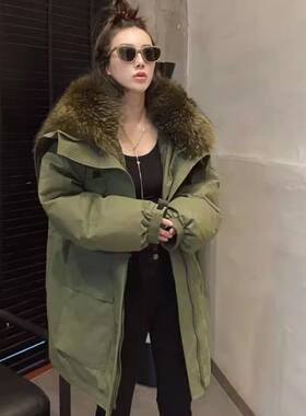 欧货大毛领派克服女冬季