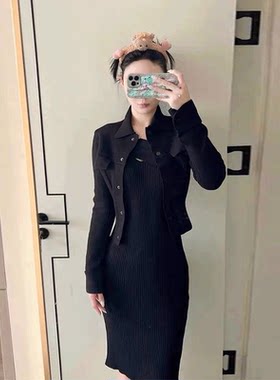 立体剪裁自动收腰纯黑黑