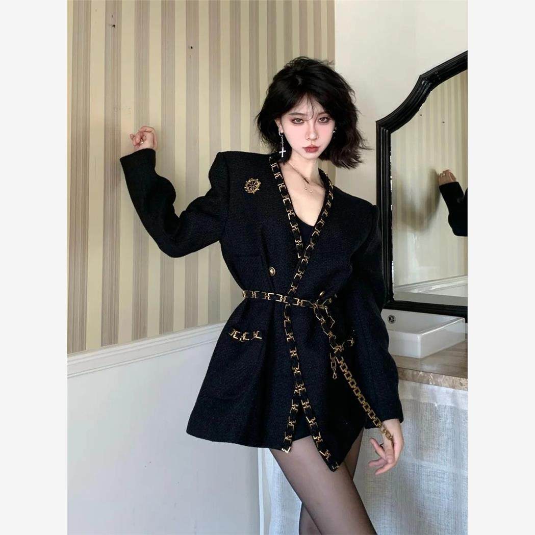 小个子黑色西装外套女秋冬新款2024法式赫本风小众高级感网红上衣