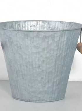 本木庐舍丨复古竖纹老式铁皮桶花盆 田园风 简约 金属风 收纳容i.
