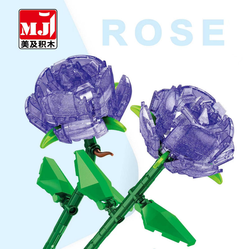 13021-26玫瑰花系列单只儿童积木玩具礼物花朵拼组装摆件花束跨境