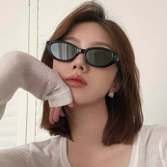 森蓝家高级感多边形小框潮酷猫眼gm墨镜新款防紫外线太阳眼镜女