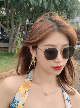 森蓝家偏光太阳镜 创意款方框网红ins韩版墨镜金属防紫外线眼镜