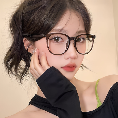 森蓝2023新款冷茶椭圆框近视眼镜框女可配度数素颜神器眼睛镜架男