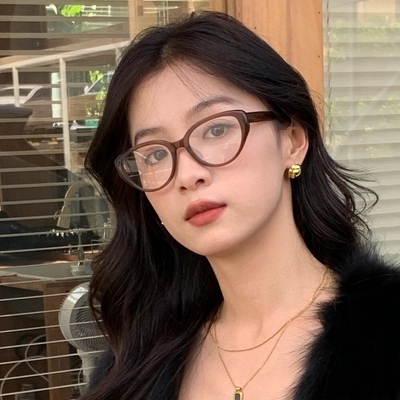 森蓝家橘猫眼镜框女近视可配度数美拉德复古防蓝光素颜茶色眼镜架