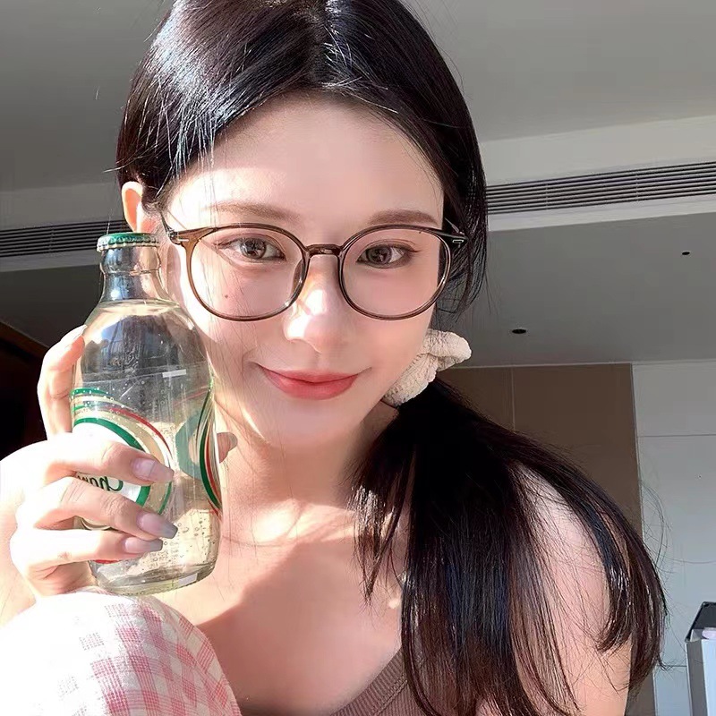 森蓝家超轻冷茶色近视眼镜女可配度数韩版潮复古素颜方圆脸眼镜框