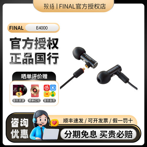 Final E4000 E5000微动圈耳机配mmcx京线小巧迷你入耳式耳塞国行