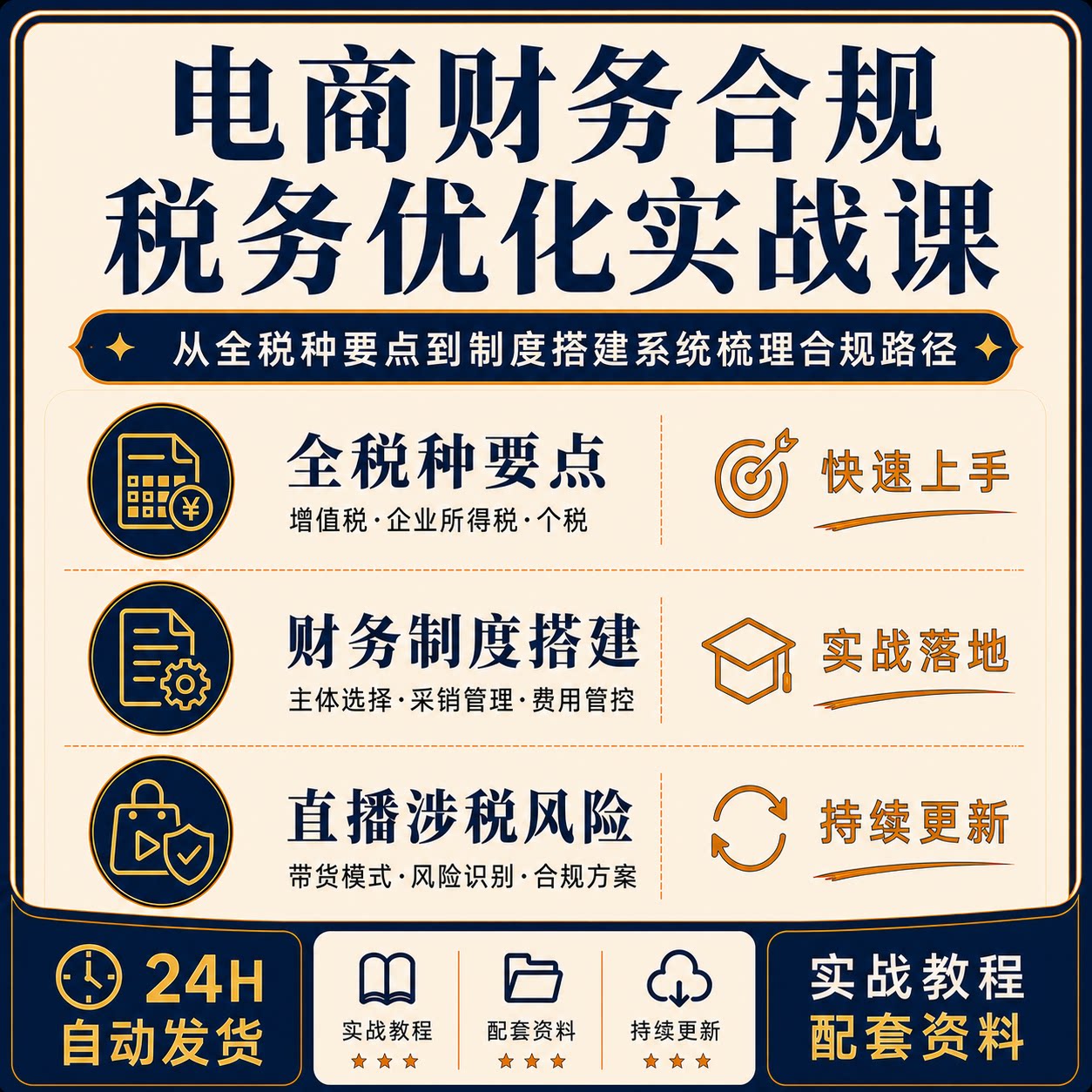电商财务合规税务优化课程增值税所得税个税直播带货实战全套教程