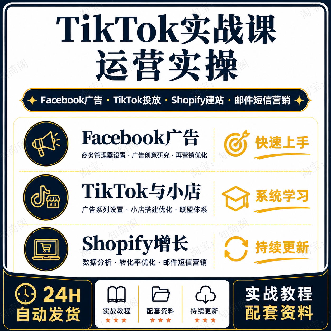 Shopify独立站运营课FacebookTikTok投放建站转化优化邮件营销