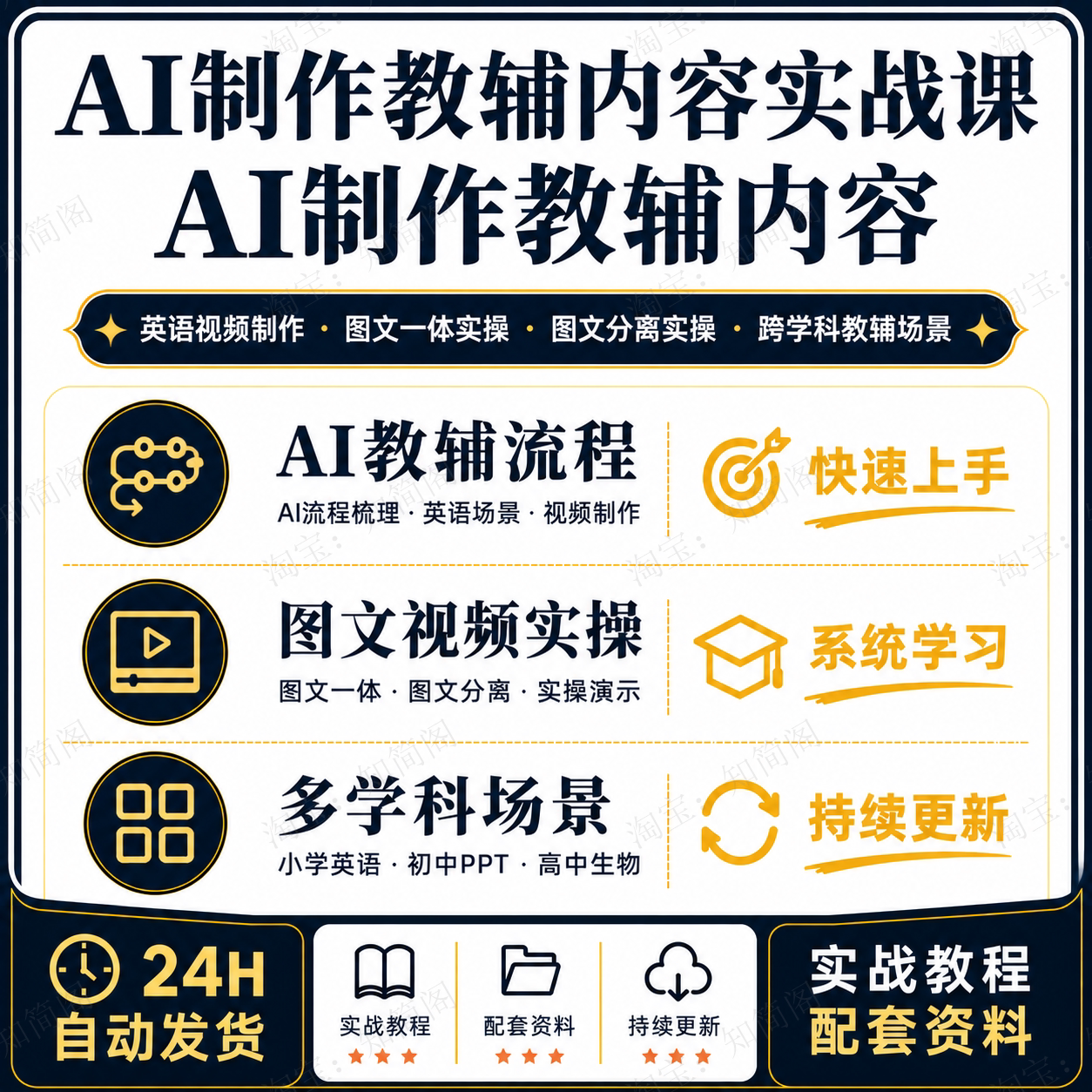 AI教辅视频制作英语图文视频图文分离实操全学科教学课程