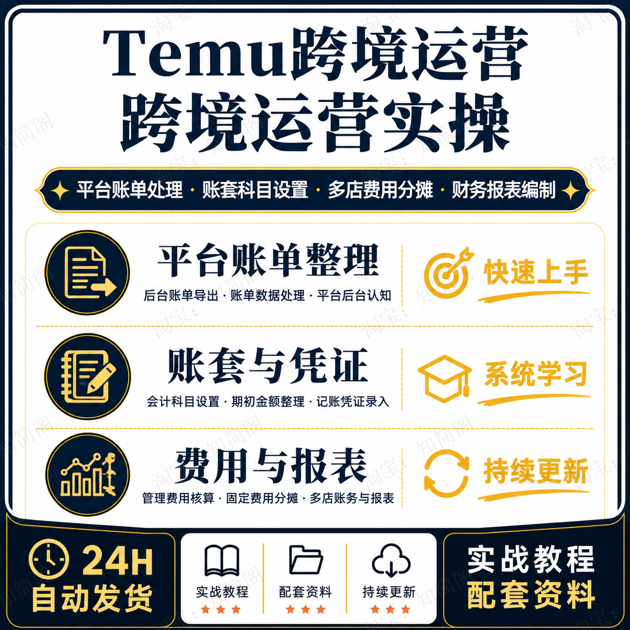 TEMU跨境电商财务做账课程账单处理账套凭证费用分摊报表实操