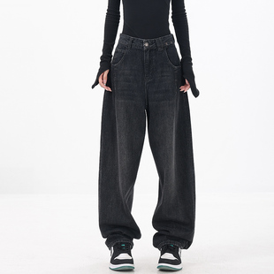 STUDIO秋冬新款 裤 复古牛仔裤 街头设计宽松阔腿香蕉裤 子 女美式 KEN