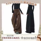 鹦鹉梨推荐 KEN STUDIO秋冬新款 加厚阔腿裤 显瘦慵懒风拖地长裤