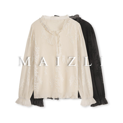 【MT】刺绣柔雾蕾丝衬衫