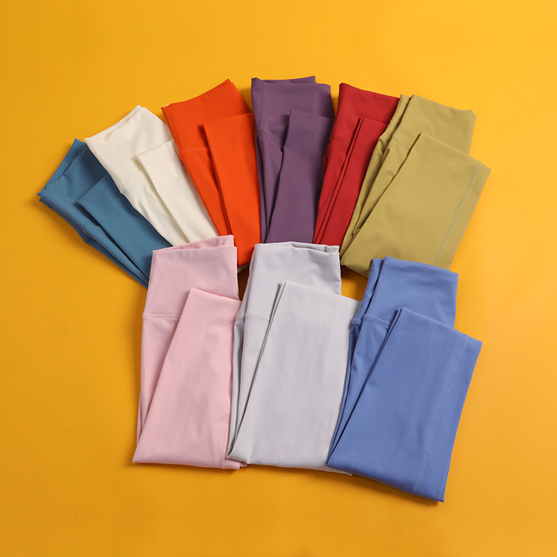 双面磨毛健身裤女高腰后口袋紧身运动外穿跑步提臀速干透气瑜伽裤