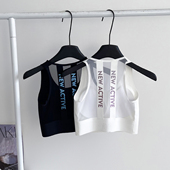 一体式 运动内衣女无痕裸感瑜伽文胸网纱字母美背健身跑步外穿背心