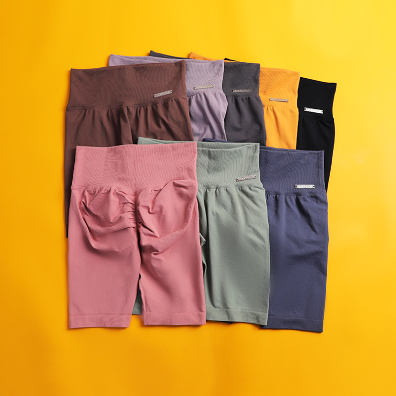 网红蜜桃臀五分裤女紧身弹力健身裤速干骑行短裤欧美外穿瑜伽中裤