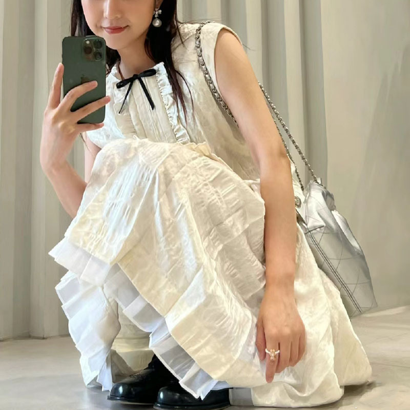 【高品质】shushu甜美背心宽松法式蝴蝶tong上衣百褶半裙套装sst