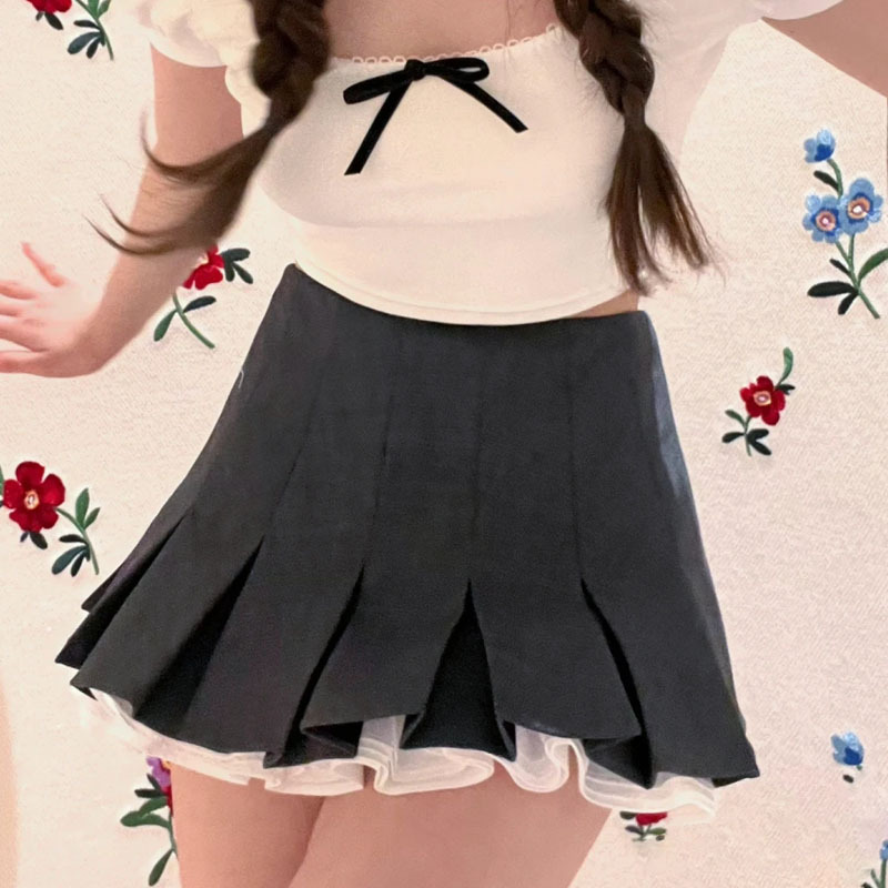 正确版sst学院风花边短款