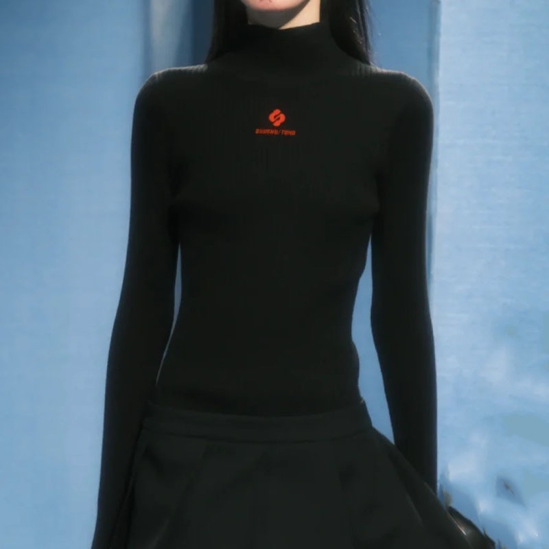 23秋冬紧身针织上衣半高领女百搭shushu打底衫tong女sst