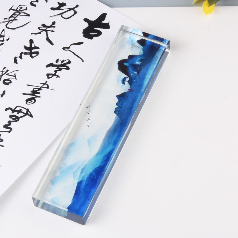 新款水晶玻璃镇纸定制创意国画书法压条文房办公书镇用品摆件镇尺