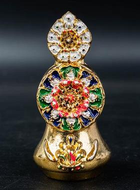 藏传用品镀金彩绘八供朵玛食子酥油花累计资粮高8cm合金摆件