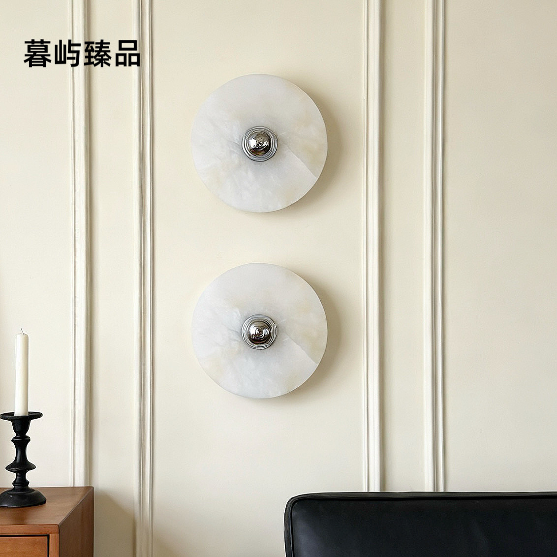 中古法式云石壁灯圆形卧室床头图片