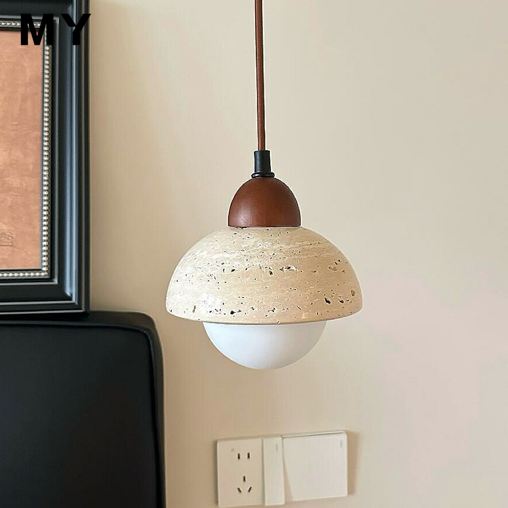 侘寂风黄洞石壁灯卧室床头吊灯