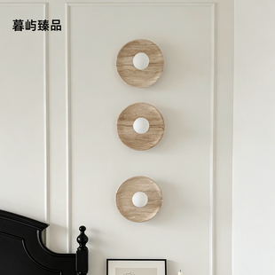 中古风餐厅民宿洞石圆形壁灯复古卧室床头过道楼梯氛围黄洞石灯具