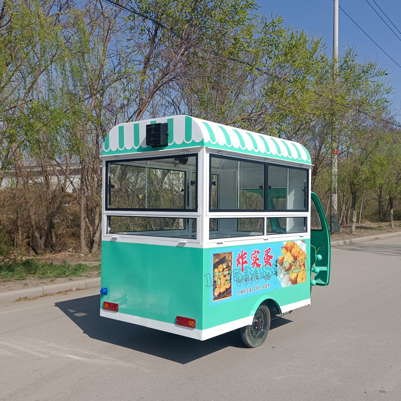 小吃车多功能餐车商用电动三轮早餐快餐车移动炸串烧烤手推摆摊车