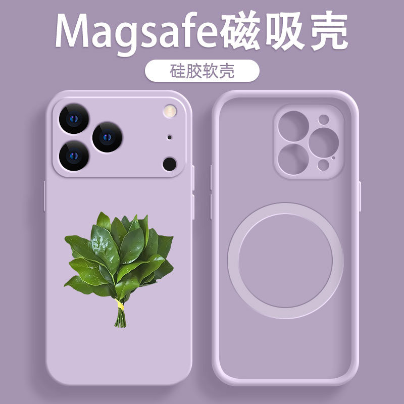 去晦气柚子叶适用苹果17PROMAX磁吸手机壳16赵露思15PLUS好运iPhone14玄学13PRO硅胶12mini高