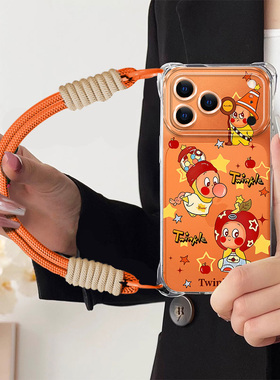 橙色星星人适用苹果17PROMAX手机壳16Pro新款15Plus高级感14透明iPhone13带挂绳12mini秋冬11防摔硅胶保护套