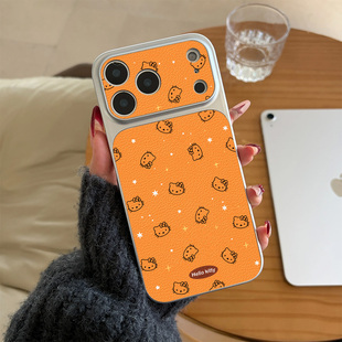 图神灰适用苹果17promax手机壳橙色17pro超火的15小猫14promax巨好看13pro女款秒变17大视窗可爱全包新款防摔