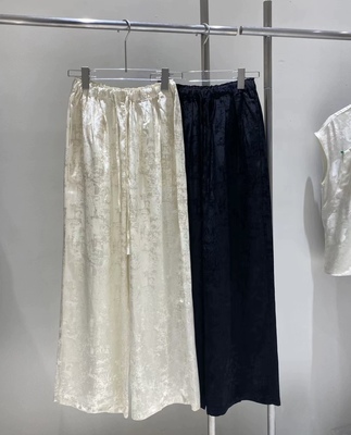 新中式国风松紧腰提花直筒裤百搭休闲长裤女2025春夏季新款裤子