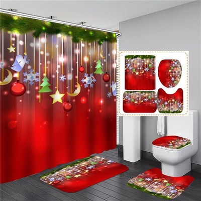 Christmas Trees Printed Shower Curtains for Bathroom Bathing