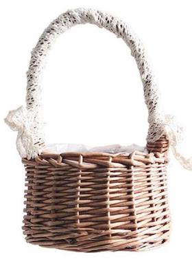 Portable Flower Basket Woven Storage Baskets Wicker Food
