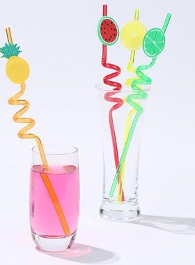 4Pcs Cartoon Lime Lemon Pineapple Watermelon Plastic Spiral