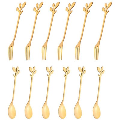12 Packs of Stainless Steel Fork and Spoon Set, Ice Cream Te