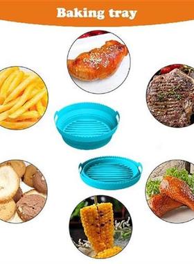 Foldable Air Fryers Oven Baking Tray Round Shaped Silicone