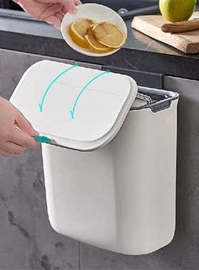 Wall Mounted Trash Bin Kitchen Sliding Cover Trash Can