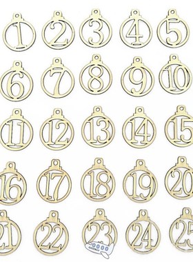 25 pcs Christmas Calendar Letter Tag Wooden Xmas Advent Cale