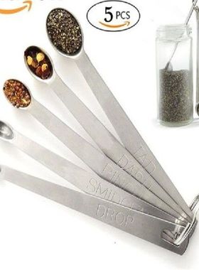 5 PCS Silver Stainless Steel Measuring Spoons Kitchen