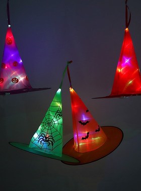 Halloween decoration props hat glowing pumpkin witch hat