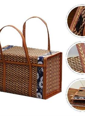 Basket Picnic Woven Baskets Wicker Storage Folding Fruit