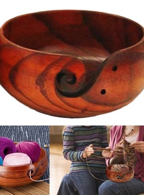 Wood Yarn Bowl Knitting Storage Bowl 21-23CM Crochet Bowl Kn