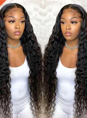 13x6x2 Deep Wave Frontal Wig HD Lace Front Human Hair Wigs F
