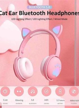 Wireless Headphone Bluetooth Headphones Cat Ear LED Light Up