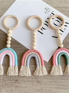 INS Style Handmade Woven Cotton Rope Rainbow Decoration