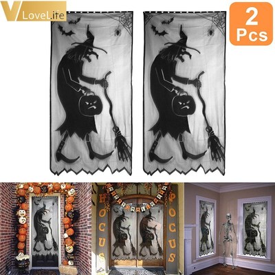halloween window curtain lace black stove towel